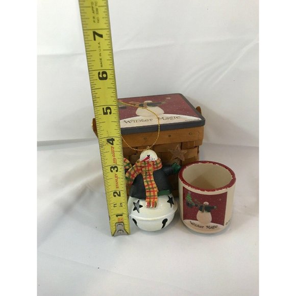 3 pc Snowman themed gift set Ornament Tea Light - Picture 2 of 6